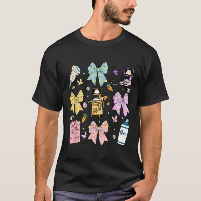 T-shirt Sonographe à ruban coquette Technicien en échograp (Devant)
