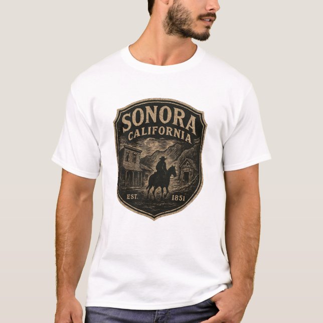 T-shirt Sonora California Lone Horseman Gold Rush Badge (Devant)