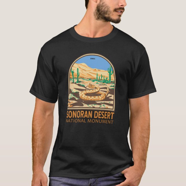 T-shirt Sonoran Désert National Monument Rattlesnake Retro (Devant)
