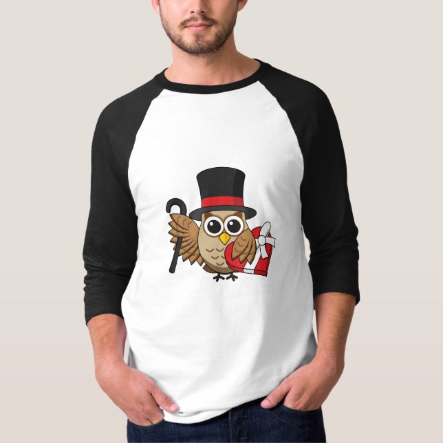 T-shirt Sophisticated Owl with Heart Chocolate Box (Devant)