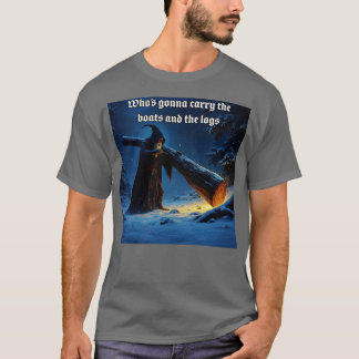 T-shirt Sorcier médiéval transportant des rondins