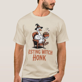 T-shirt Sorcière au repos Klaxon Oie drôle Sorcière Hallow