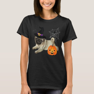 T-shirt Sorcière Carlin chien Halloween Costume mignonne C