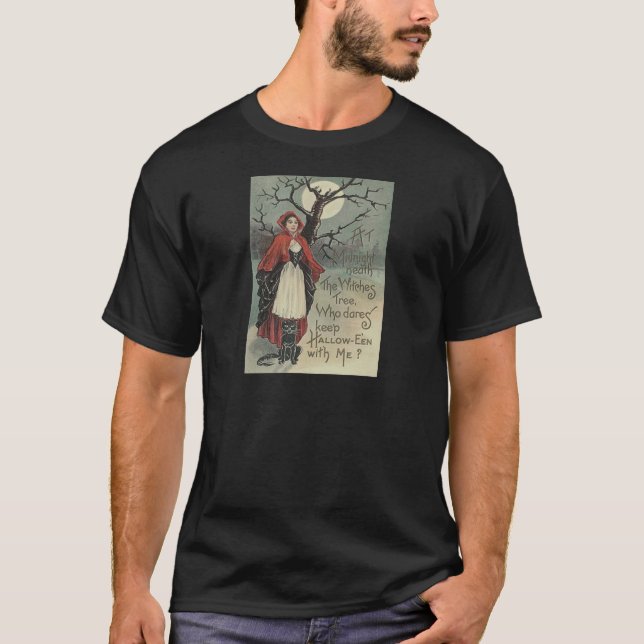 T-shirt Sorcière Chat Noir Pleine Lune (Devant)