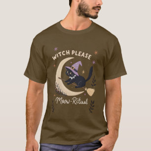 T-shirt Sorcière Chat Riding Broomstick dans l'espace Cele
