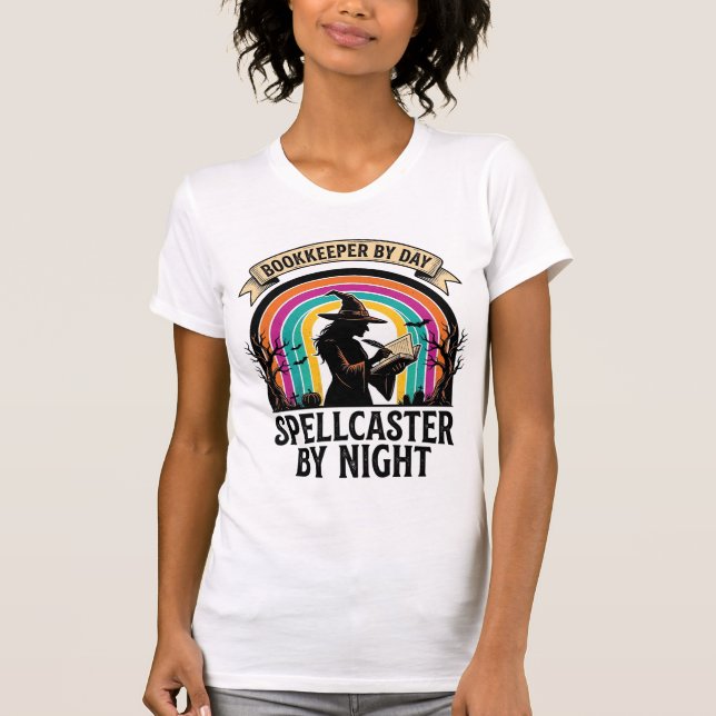 T-shirt Sorcière Comptable Rétro Halloween Comptabilité De (Devant)
