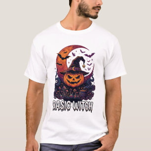 T-shirt Sorcière de base Halloween Citrouille Croissant de