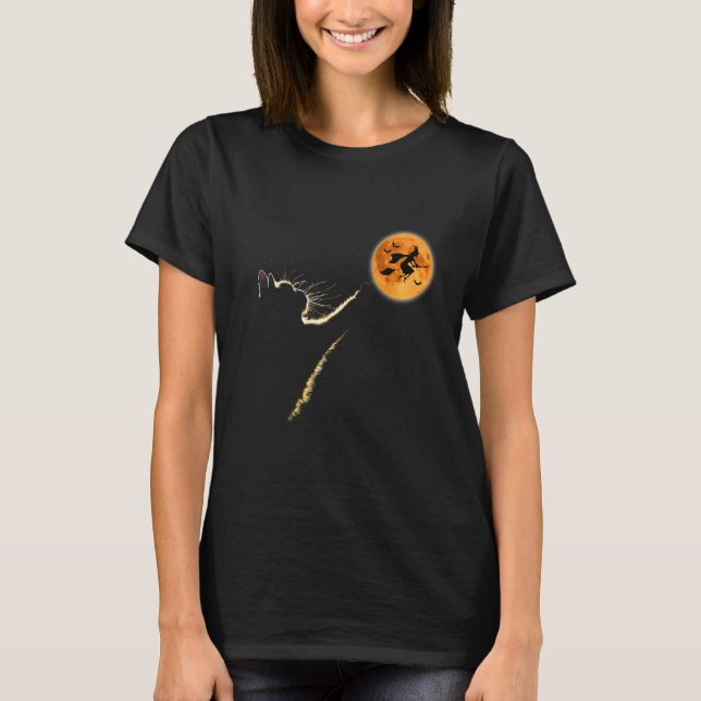 T-shirt Sorcière de chat attrapant la lune Costume de chat (Devant)