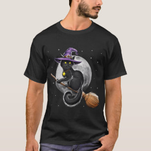 T-shirt Sorcière de chat chevauchant un balai