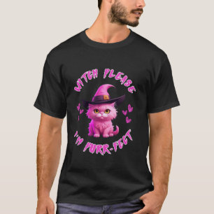 T-shirt Sorcière de chat rose mignonne S'il vous plaît je
