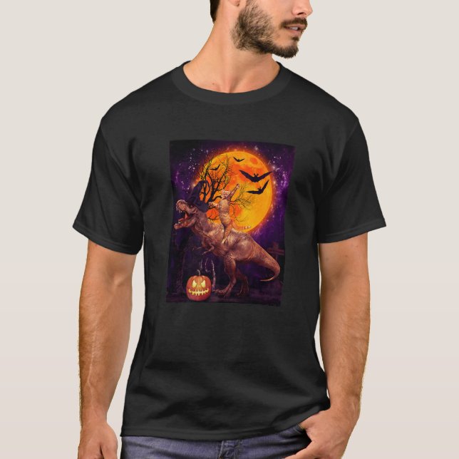 T-shirt Sorcière de cheval de chat Dinosaure Trex Lune Cit (Devant)