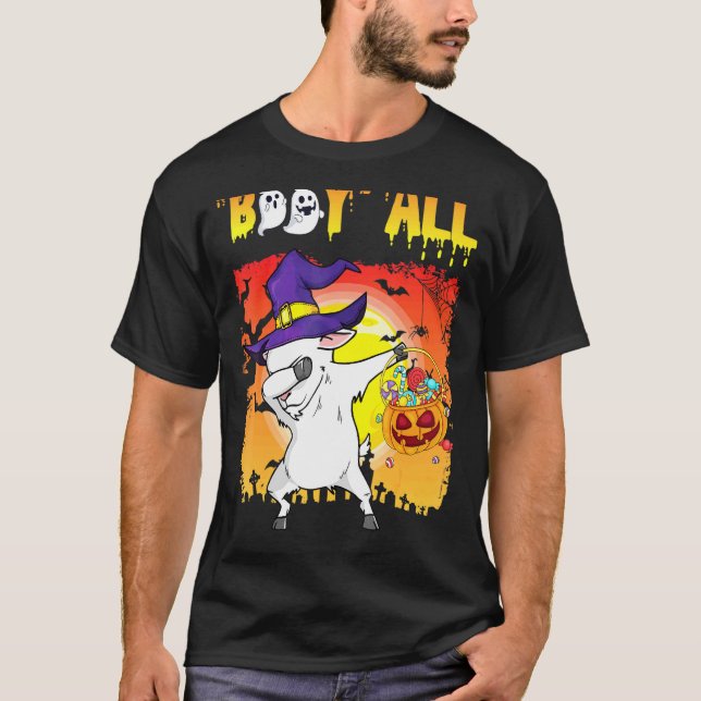 T-shirt Sorcière de chèvre Dabbing Citrouille Candy Hallow (Devant)