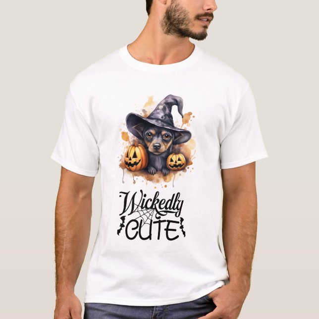 T-shirt Sorcière de Dachshund (Devant)