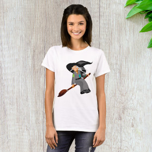 T-shirt Sorcière de dessin animé fantaisiste volant sur un