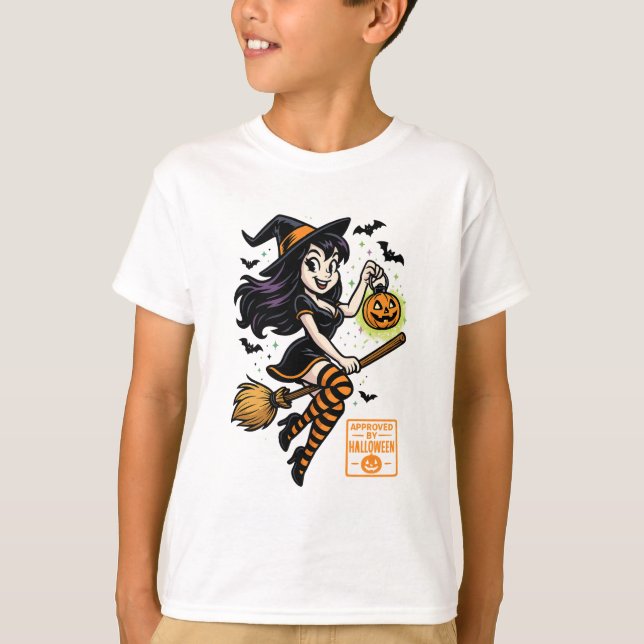 T-shirt Sorcière de dessin - Approuvé par Halloween (Devant)