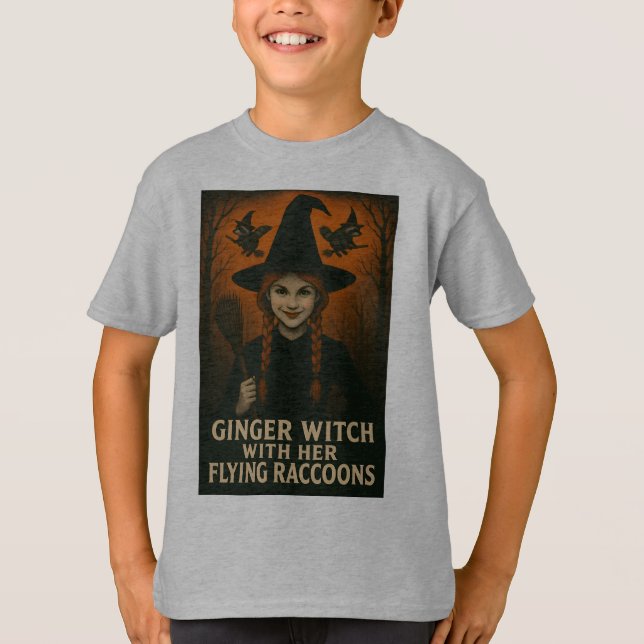 T-shirt Sorcière de gingembre avec ses ratons volants (Devant)