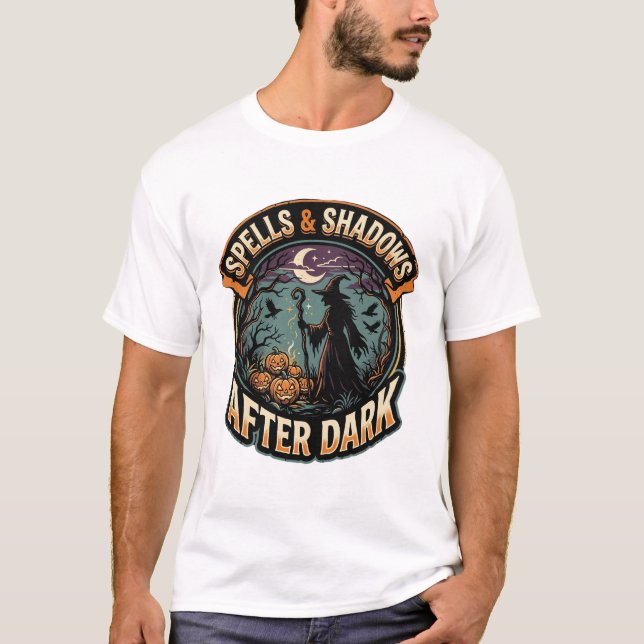 T-shirt Sorcière de Halloween Citrouille Nuit (Devant)