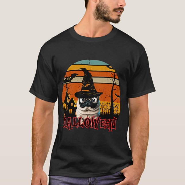 T-shirt sorcière de halloween/mops (Devant)