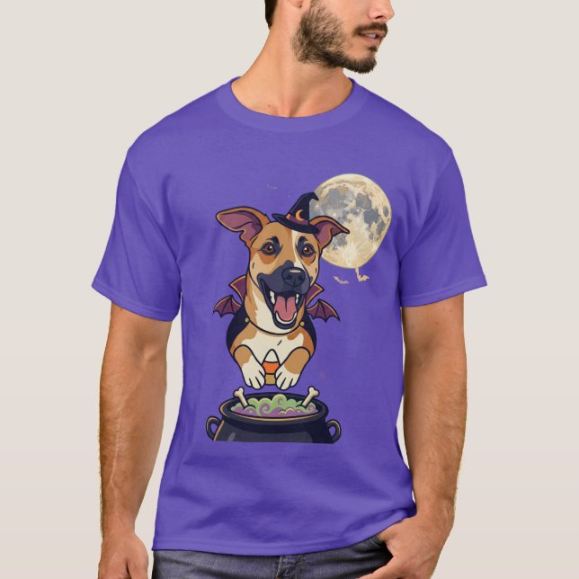 T-shirt sorcière de Halloween toutou (Devant)