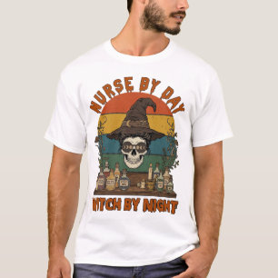T-shirt Sorcière de jour de nuit d'infirmière Halloween Cr