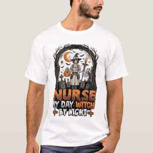 T-shirt Sorcière de jour infirmière Nuit d'Halloween Cimet