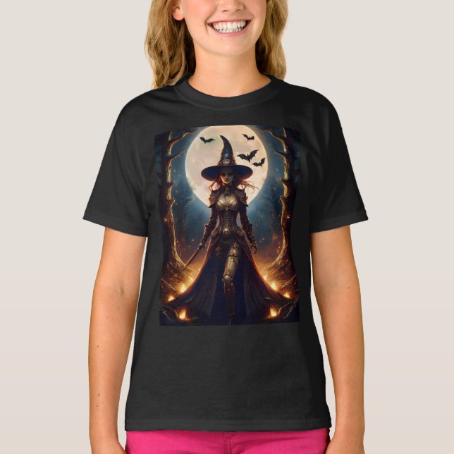 T-shirt Sorcière de la forêt Steampunk Halloween (Devant)