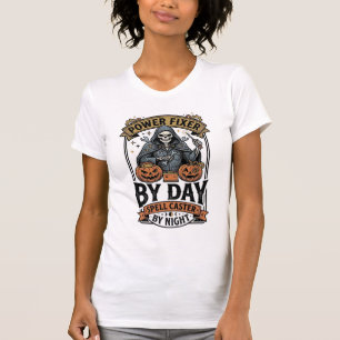 T-shirt Sorcière de réparation de batterie Funny Halloween