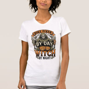 T-shirt Sorcière de réparation de vélo vintage Halloween m