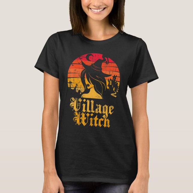 T-shirt Sorcière de village Sunset rétro (Devant)