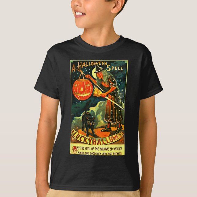 T-shirt Sorcière d'Halloween Art Retro vintage (Devant)
