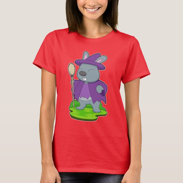 T-shirt Sorcière d'Halloween aux lapins (Devant)