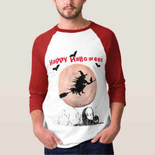 T-shirt Sorcière d'Halloween blanc rouge