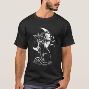 T-shirt Sorcière d'Halloween Chat Noir
