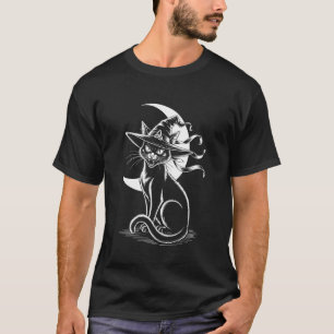 T-shirt Sorcière d'Halloween Chat Noir