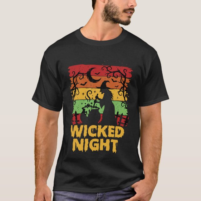 T-shirt Sorcière d'Halloween Chaudron Nuit (Devant)