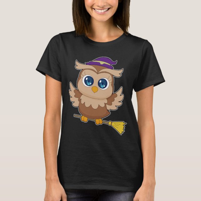 T-shirt Sorcière d'Halloween de hibou (Devant)