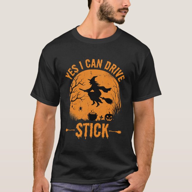 T-shirt Sorcière d'Halloween Drive Stick Graphique_1 (Devant)