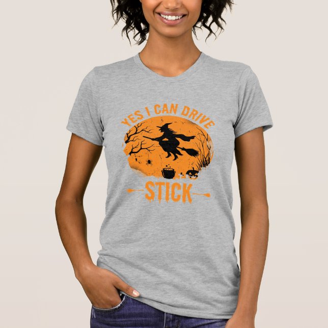 T-shirt Sorcière d'Halloween Drive Stick Graphique_1 (Devant)