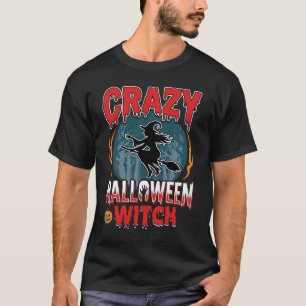 T-shirt Sorcière d'Halloween folle balai volant design d'h