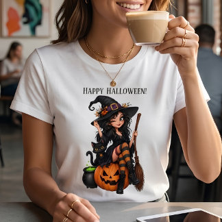 T-shirt Sorcière d'Halloween méchante Chat noir drôle