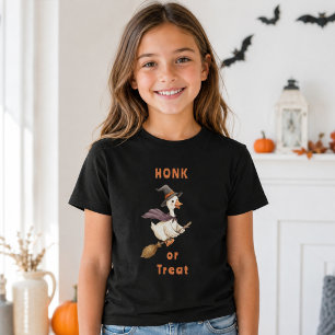 T-Shirt Sorcière d'Halloween Oie Coin-coin ou Friandise Fi