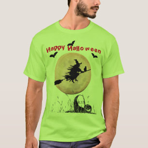 T-shirt Sorcière d'Halloween vert citron