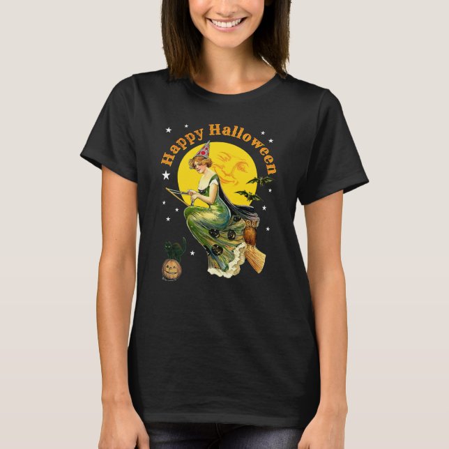 T-shirt Sorcière d'Halloween Vintage (Devant)