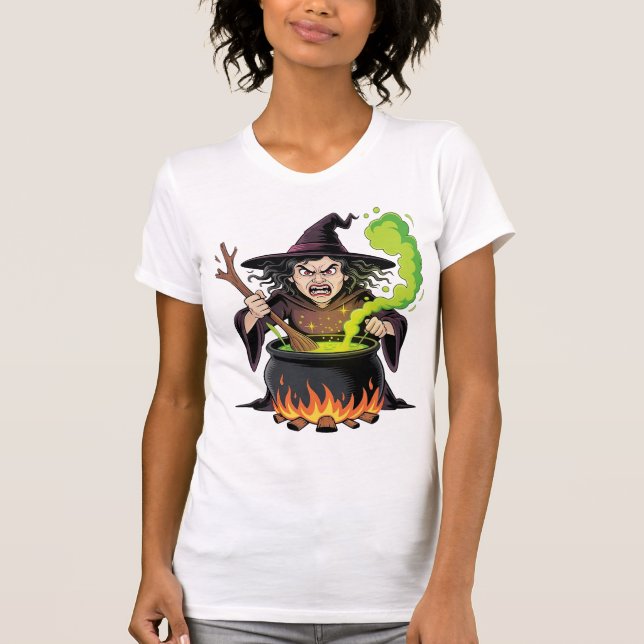 T-shirt Sorcière en colère Halloween (Devant)