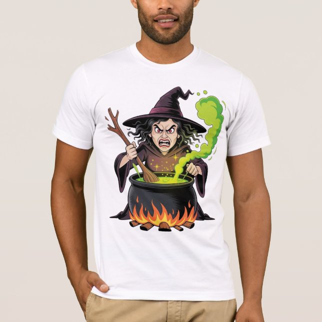 T-shirt Sorcière en colère Halloween (Devant)
