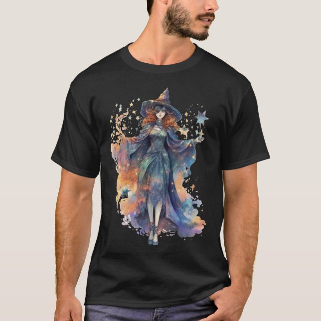 T-shirt Sorcière en train de jouer un sort (Devant)