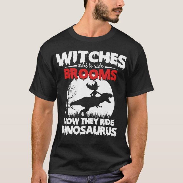 T-shirt sorcière équitation dinosaure (Devant)
