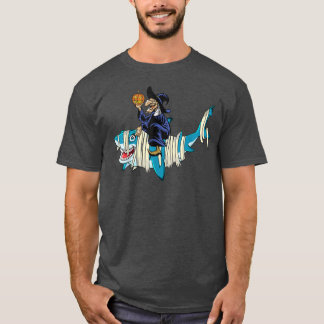 T-shirt Sorcière équitation maman requin Halloween drôle s