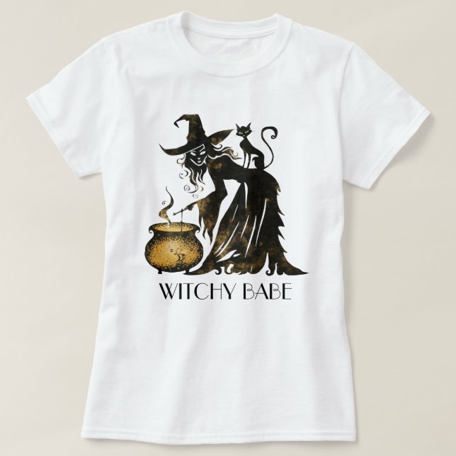 T-shirt Sorcière et chat (Design devant)