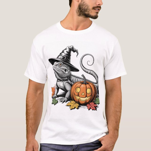 T-shirt Sorcière et Citrouille de dragon à poils (Devant)